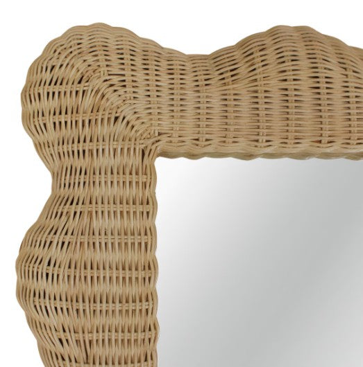 SCALLOP RATTAN RECT MIRROR