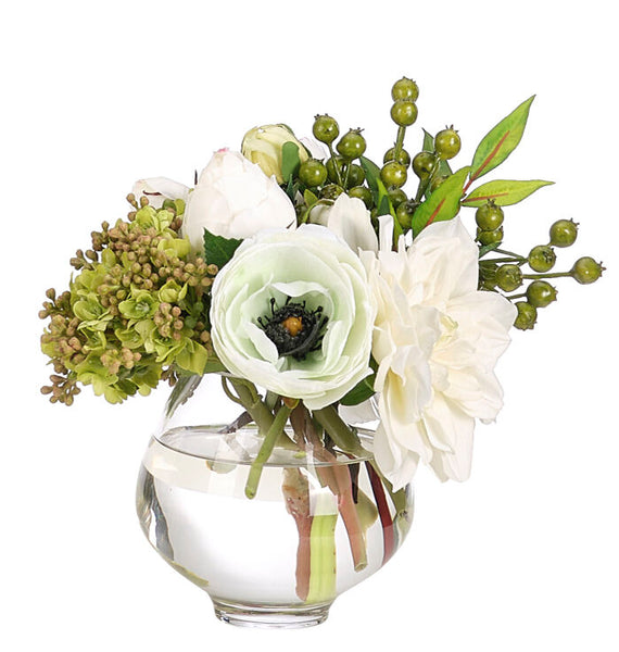 9" DAHLIA ROSE IN GLASS VASE