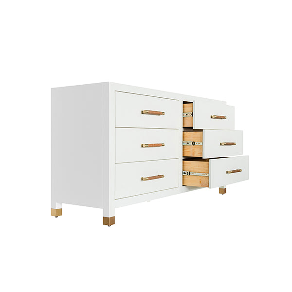 Lamberts White 6-Drawer Low Dresser