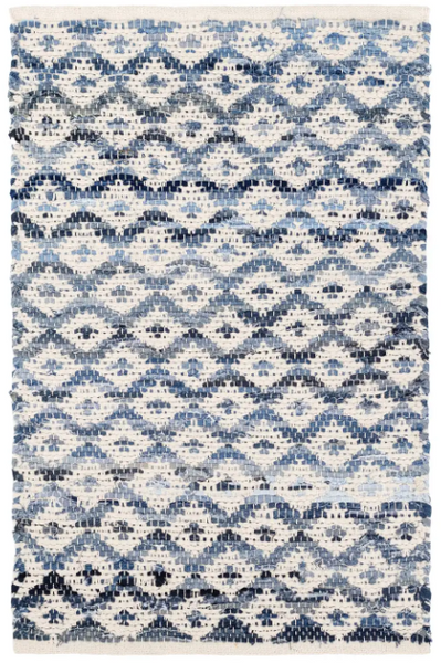 Denim Rag Diamond Handwoven Cotton Rug