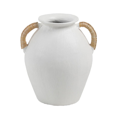 White Terracotta Vase With Handles