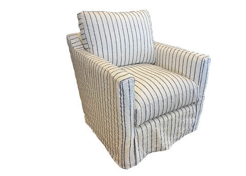 Teaberry Slipcovered Swivel Chair - Elvis Chambray