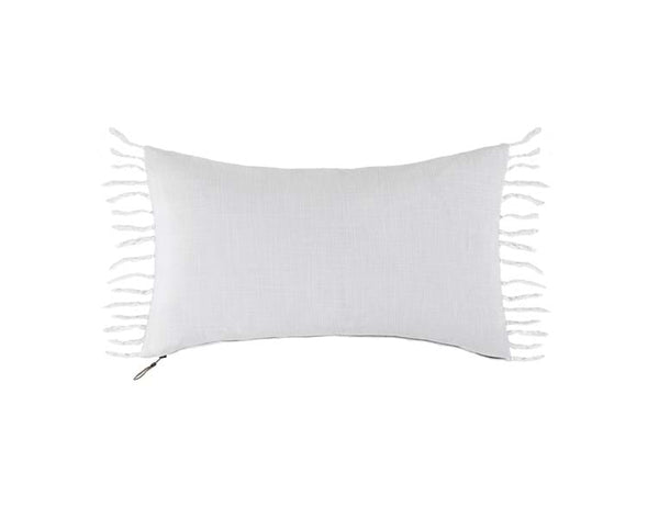 White Lumbar Pillow With Fringe
