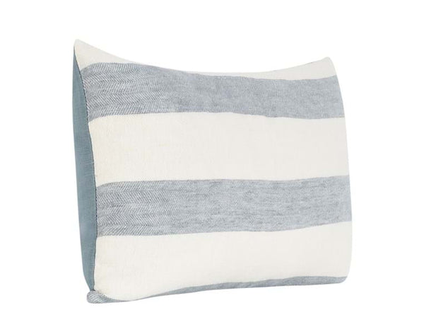 Gardner Blue and Ivory Cabana Stipe Lumbar Pillow