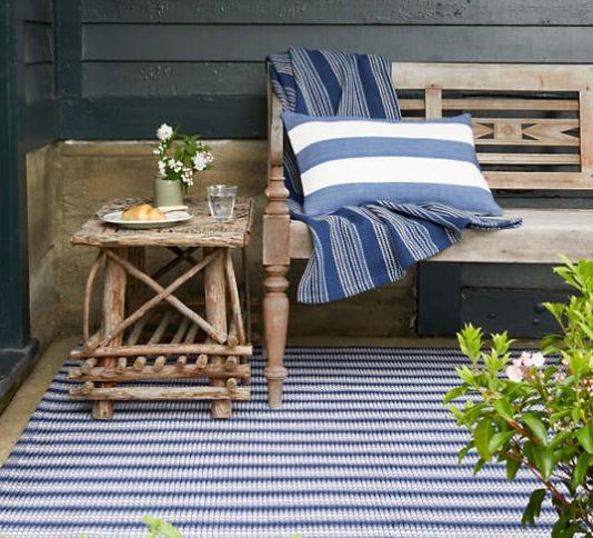 Catamaran Stripe Denim/White Indoor/Outdoor Pillows