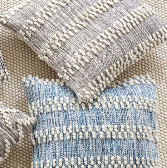 Hobnail Stripe Blue Indoor/Outdoor Pillow