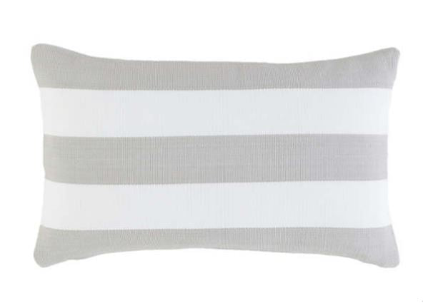Catamaran Stripe Pearl Grey/White Indoor/Outdoor Pillow