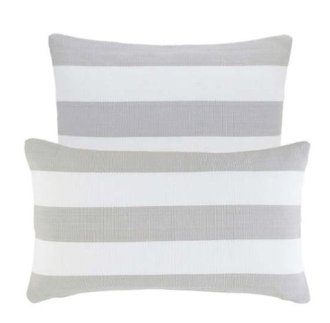 Catamaran Stripe Pearl Grey/White Indoor/Outdoor Pillow