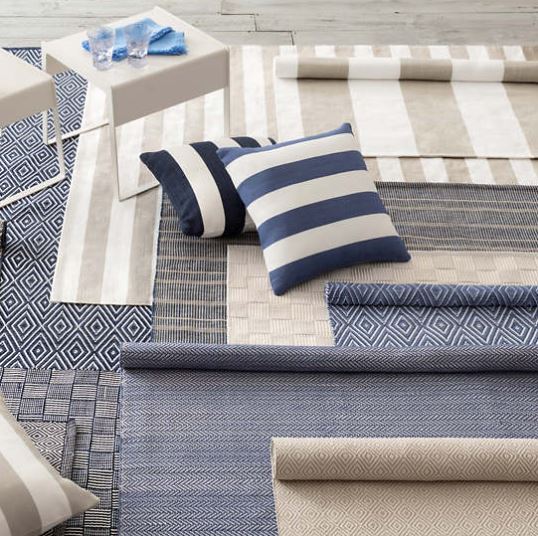 Catamaran Stripe Navy/White Indoor/Outdoor Pillow
