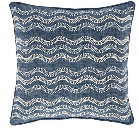Scout Embroidered Indigo Indoor/Outdoor Pillow