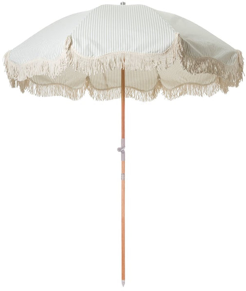 Premium Beach Umbrella - Sage Stripe