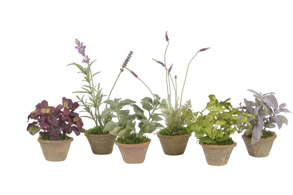 faux plant in terracotta pot Faux Mini Herbs in Terracotta Pot – Vineyard Decorators