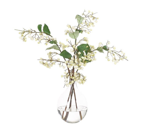 Faux Euonymus Branch in Glass Bulb