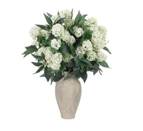 Faux White Hydrangea in Ceramic Vase
