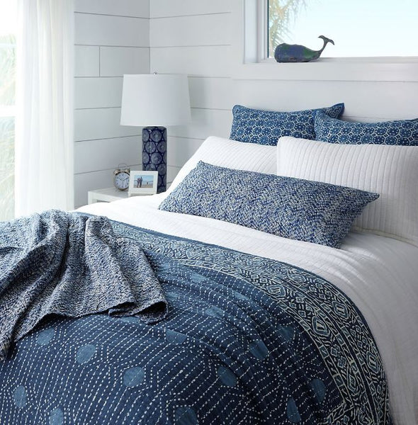 Resist Dot Indigo Queen Coverlet