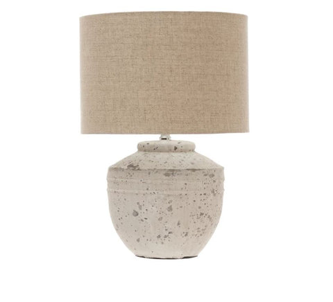 Cement Table Lamp With Linen Shade