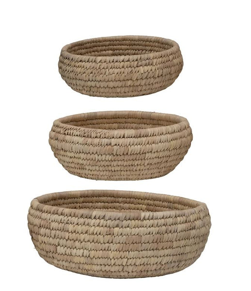 Small Round Grass & Date Leaf Basket