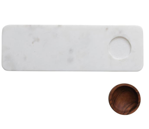 Marble Serving Board With Bowl