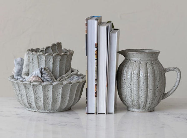 2.5 Quart Stoneware Fluted Pitcher