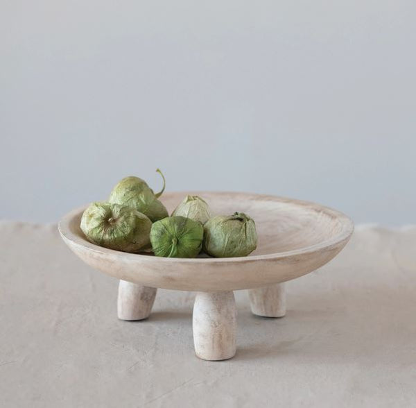 Mango Wood Footed Bowl