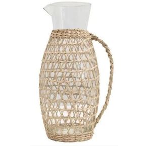 Glass pitcher With Woven Seagrass Sleeve