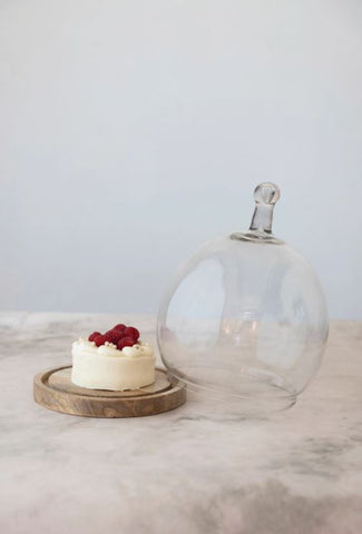 Glass Cloche With Wood Base
