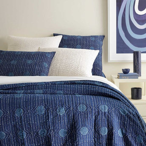 Resist Dot Indigo Queen Coverlet