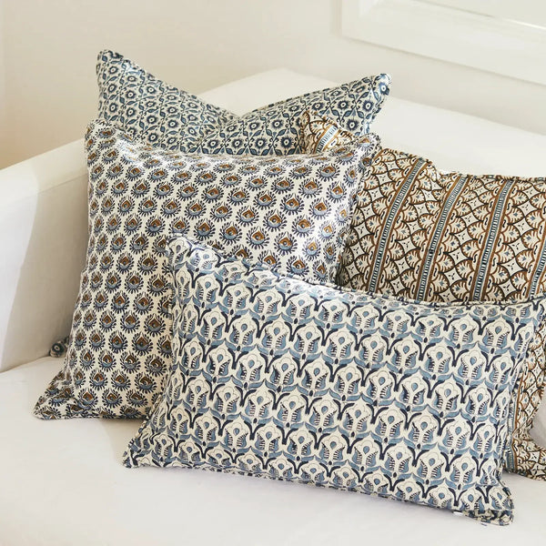 Cirali Azure Lumbar Linen Pillow
