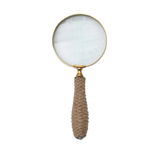 Brass Magnifying Glass With Jute Wrapped Handle