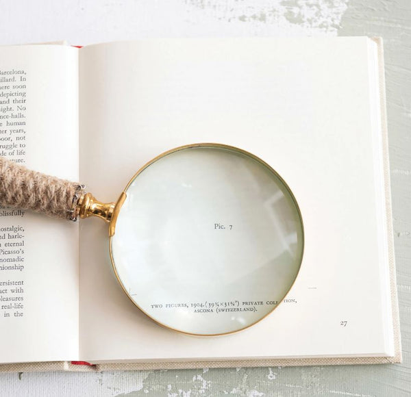 Brass Magnifying Glass With Jute Wrapped Handle