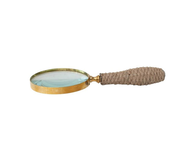 Brass Magnifying Glass With Jute Wrapped Handle