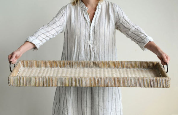 Decorative Tray With Metal Handles