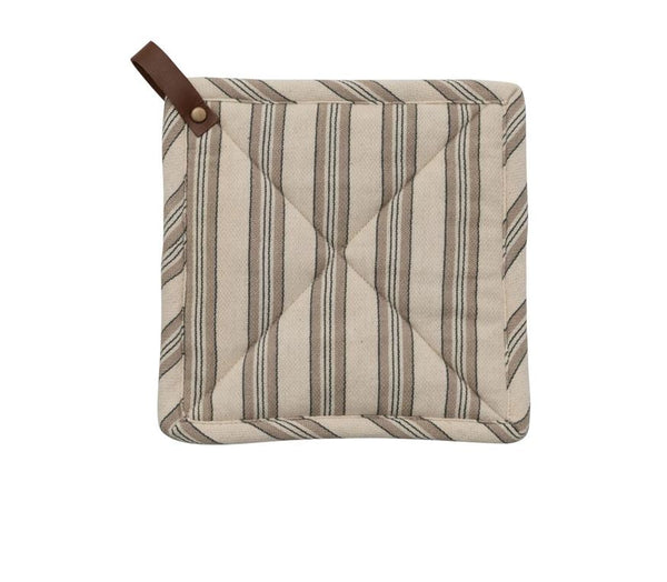 Cotton Pot Holder With Leather Loop