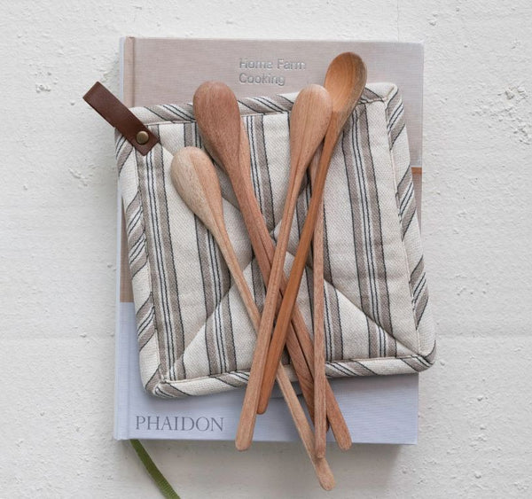 Cotton Pot Holder With Leather Loop