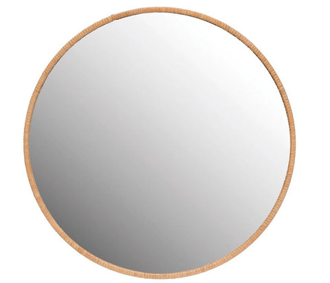 Round Rattan Wood Mirror