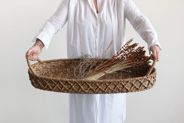 Seagrass Oval Tray With Handles