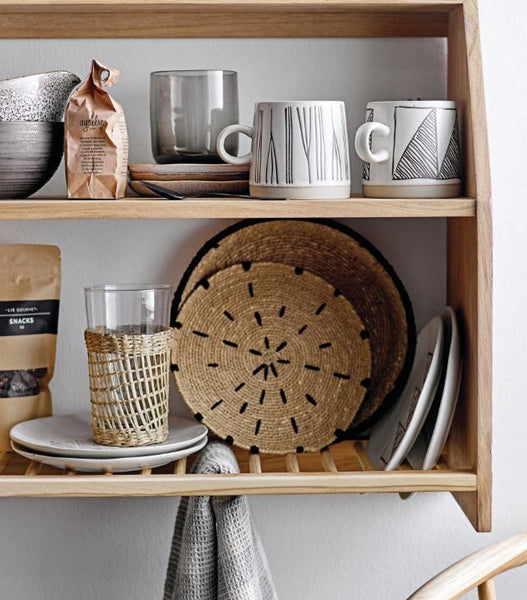 Drinking Glass With Seagrass Sleeve