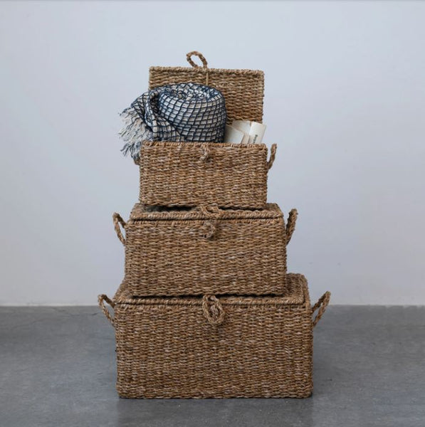 Small Hand-Woven Seagrass Trunk