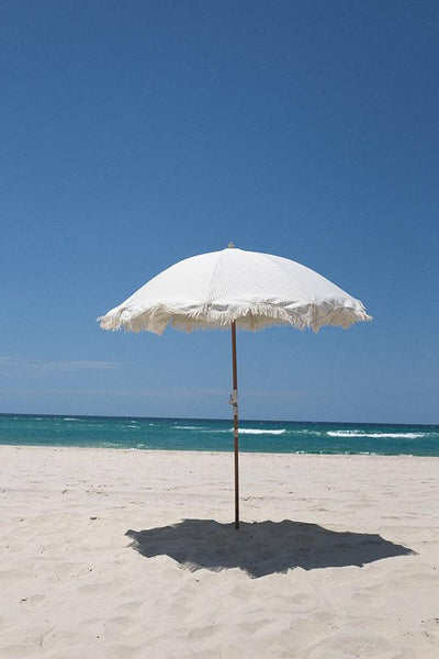 Premium Beach Umbrella - Sage Stripe