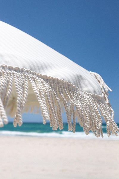 Premium Beach Umbrella - Sage Stripe